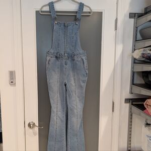 Vanilla Star Flare Zip Front Open Back Overalls